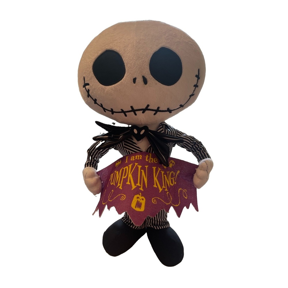 Disney Jack Skellington Halloween Greeter 18" Pumpkin King Plush Nightmare Xmas